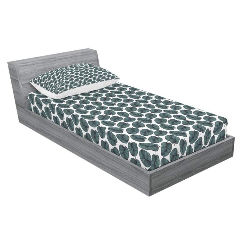 Ensemble de draps floral leaves, Ensemble de draps pour lit simple avec drap-housse