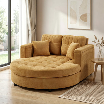Chaise longue incurvée surdimensionnée à deux places en chenille de 139 cm