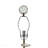 D14x29.5" Smoke Agate-Slice Table Lamp W/ Marble Base