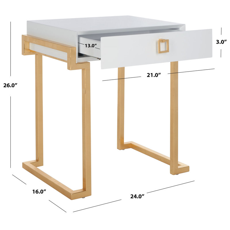 Abele End Table with Storage, White Lacquer