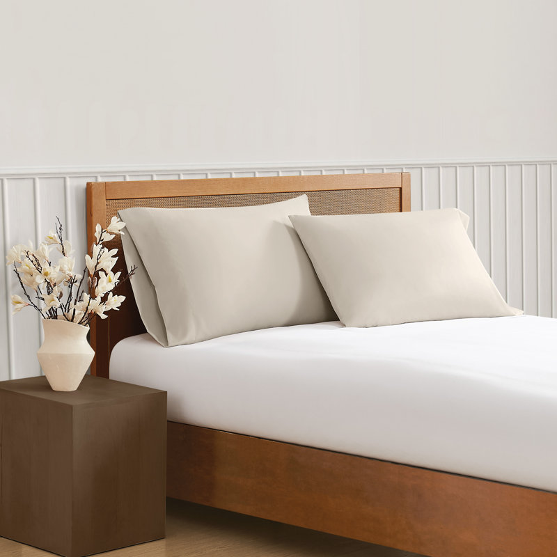 2 Piece Guest Room Pillowcase Case Pack, Beige, Queen Pillowcase Case Pack