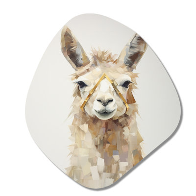 Furry Llama Portrait III - art mural asymétrique en forme de nébuleuse du lama