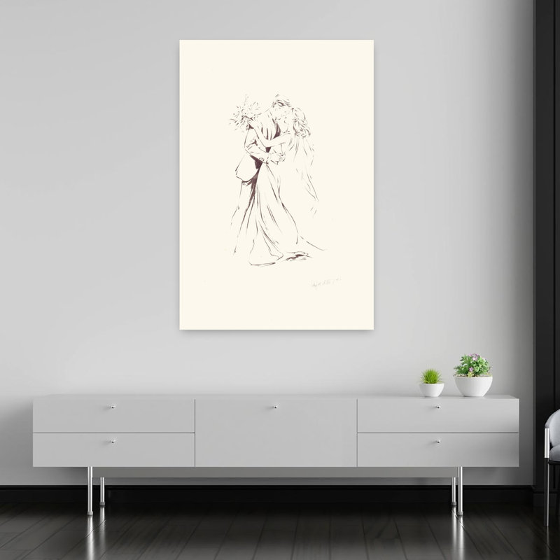 26 WElegant Sketch Of A Bride And Groom Embracing by Rafal Kulik - Wrapped Canvas Print, 152.4 cm H x 101.6 cm W