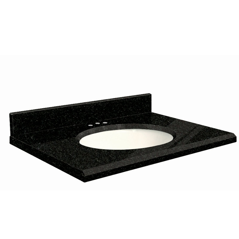 Dessus de salle de bain simple 49 po meuble-lavabo, Noir absolu, Décalé de 8 po, Blanc