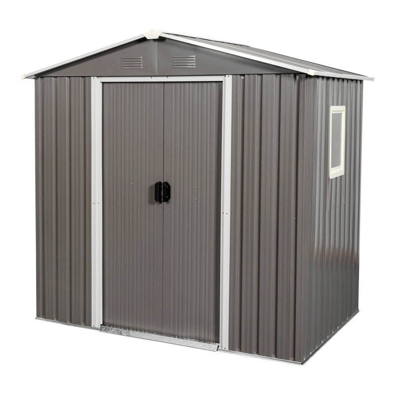 Remise de rangement extérieure en métal gris avec fenêtre 6 pi x 5 pi