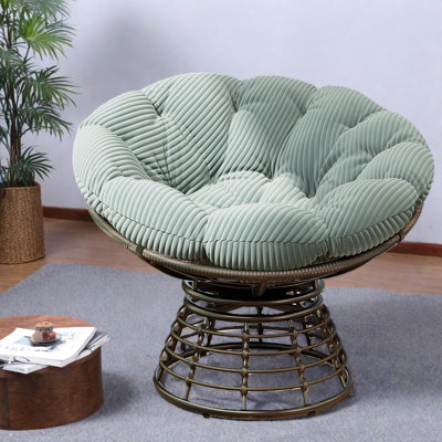 Fauteuil d'appoint moderne et ergonomique, structure en acier avec coussin épais pour le salon et l'extérieur, pivotant à 360 °