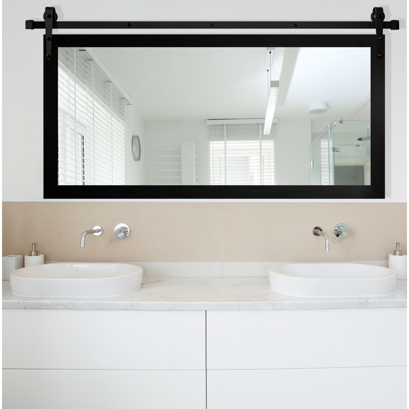 Miroir de salle de bain Neidig, Noir, H 31 po x l 70 po