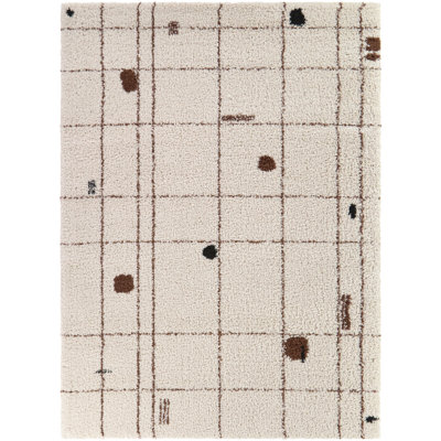 Tapis crème à motif abstrait moderne Emrys