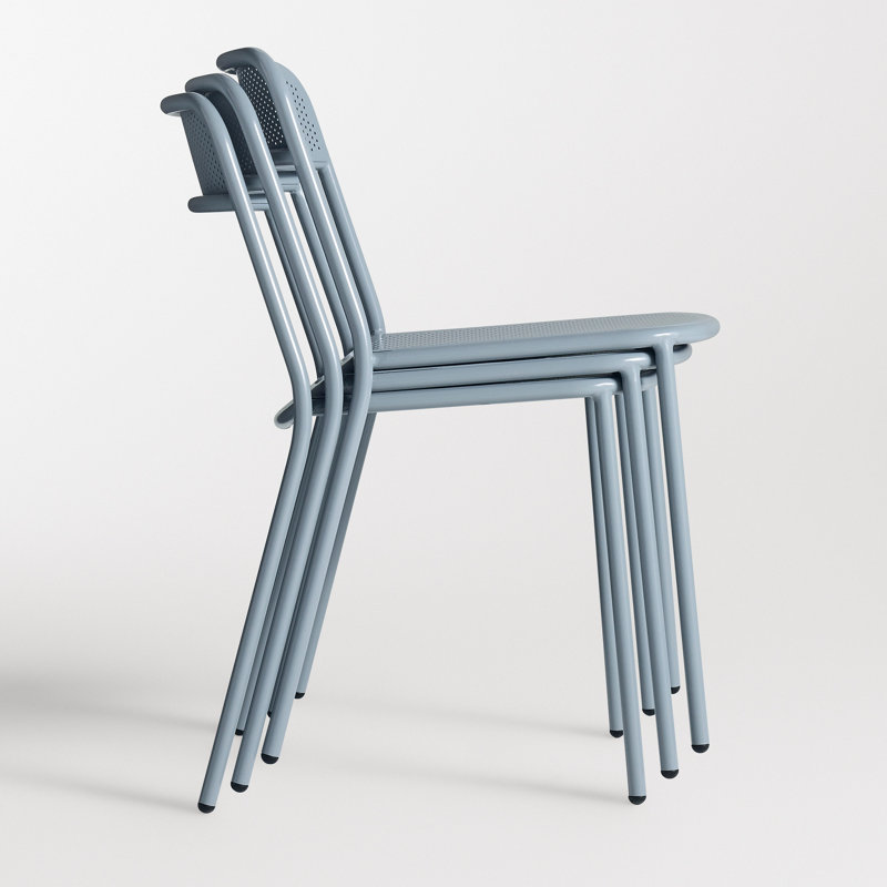 Trim Outdoor Dining Side Chair, Gray Blue