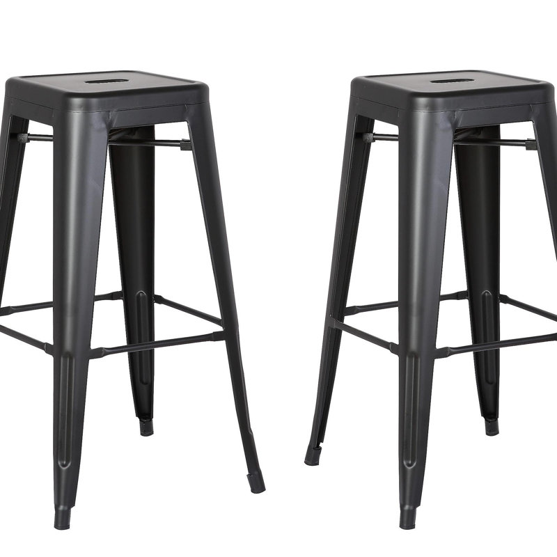 Tabourets de bar en métal sans dossier, légers, industriels, contemporains, rustiques, rétro, côtiers, rétro et sans pieds (ensemble de 2) (siège de 30 po)