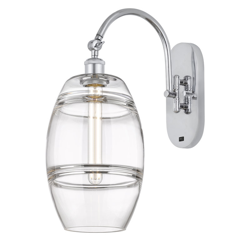 Dundrod Steel Armed Sconce, Polished Chrome, Clear