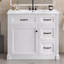 Meuble-lavabo autoportant de 36 po avec comptoir d'évier, armoire en panneau de fibres à densité moyenne avec 4 tiroirs, porte à fermeture en douceur et tablette réglable, lavabo en céramique, blanc-2056886316