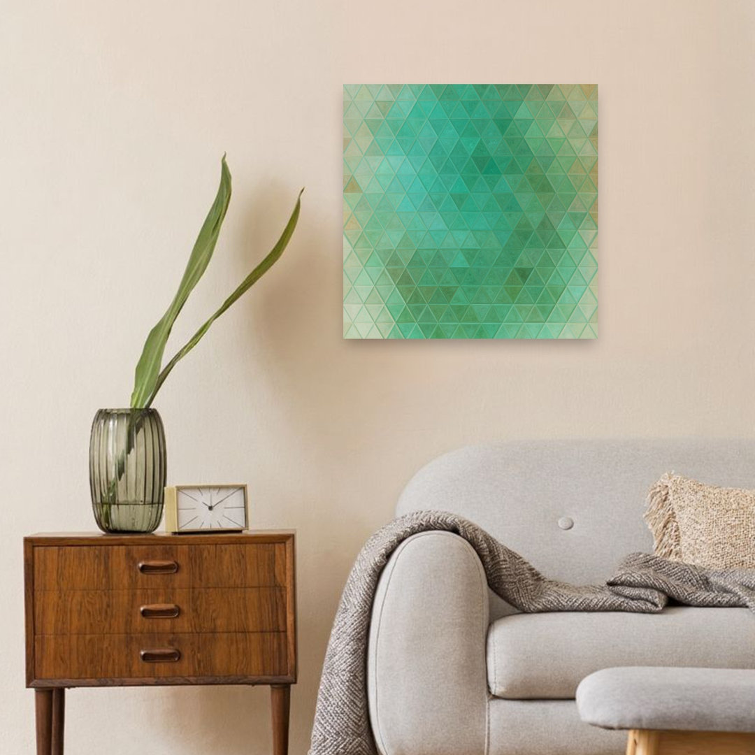 Teal Geometric Mosaic Abstract Colorful Geometric Wall Art Print