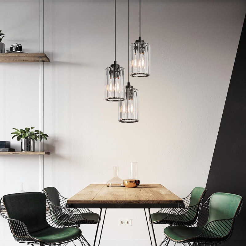 3 - Light Matte Black Cylinder Pendant