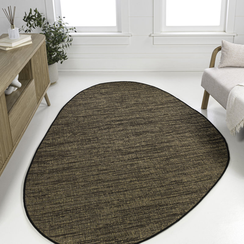 Omid Modern Rustic Abstract Brown/Black Indoor/Outdoor Rug, Novelty 6'7" x 9'6"
