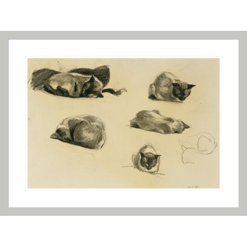 Cat Study by Edward Hopper -Framed Giclee Print, 22.07" H x 29.5" W