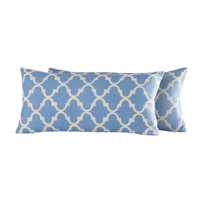 Geometric Linen Throw Pillow, Heritage Blue