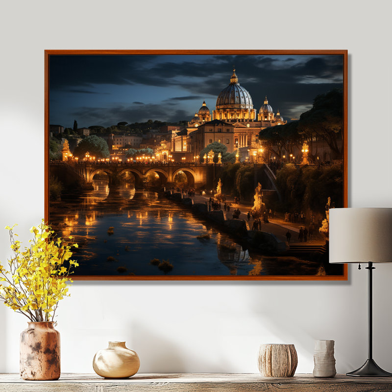 Italie, Italie, Cité du Vatican, impressions sur toile, H 34 po x l 44 po x P 1,5 po, Cadre flottant brun