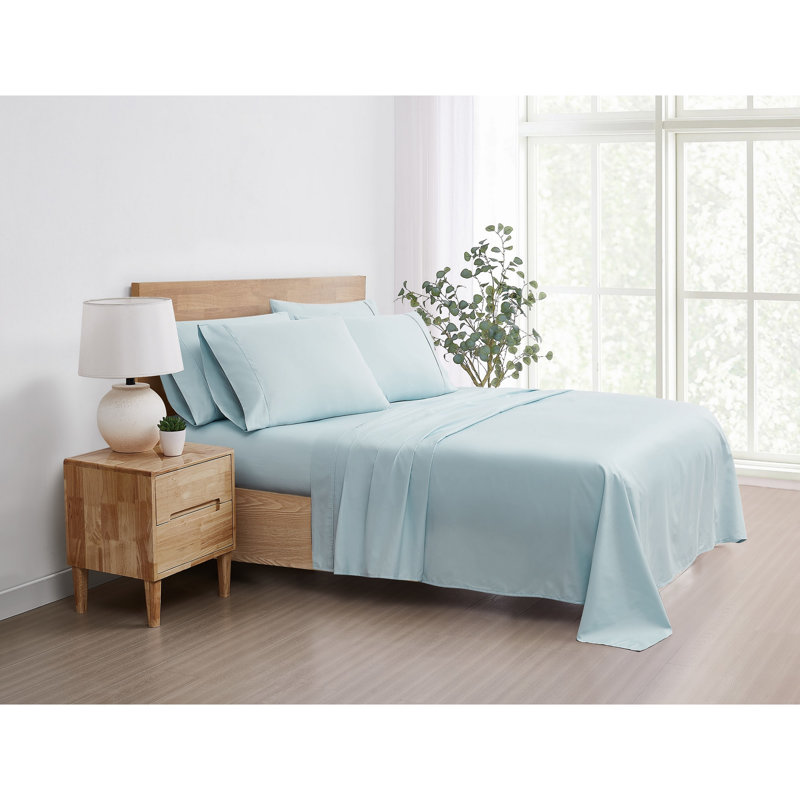 5th Avenue Lux 1200TC CVC Cooling Sheet Set, Blue, King Sheet Set with 4 Pillowcases