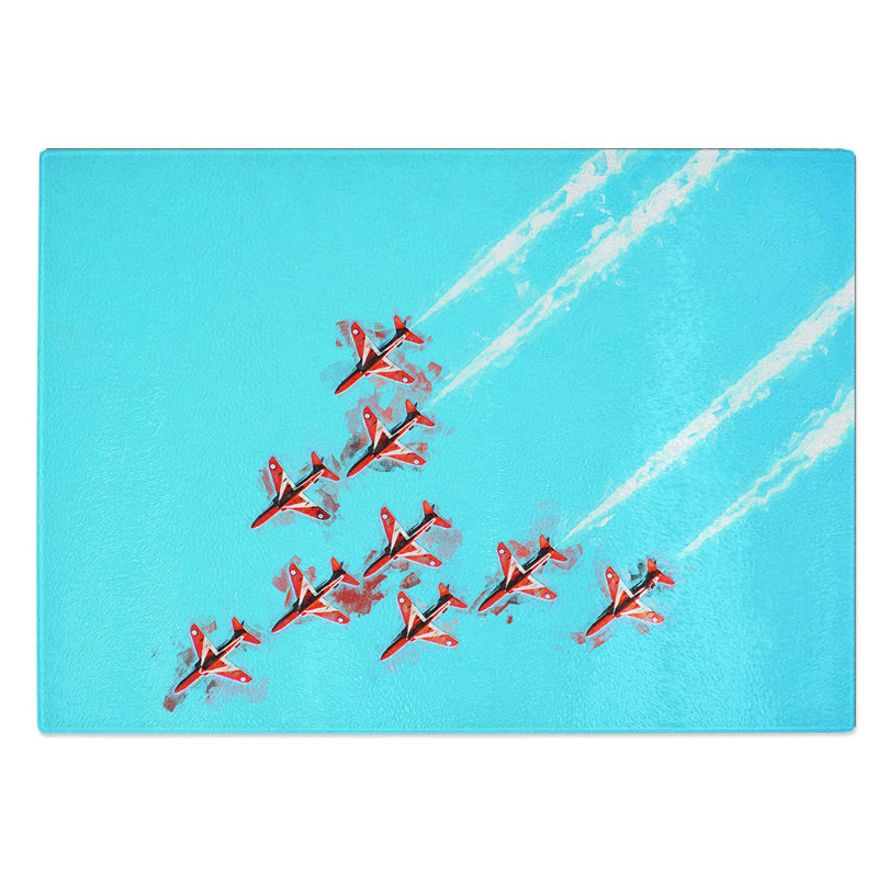 Glass Fighter Jet Air Show in Abstract Chopping Board, 28.5 cm W x 20 cm L