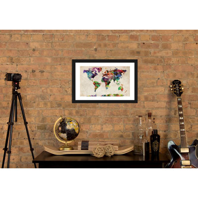 « world map urba aquarelle ii » par michael tompsett, impression