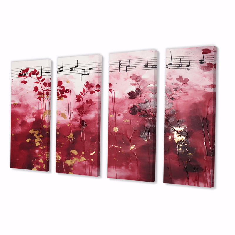 «Pink Music Notes Extravaganza», ensemble d'art mural 4 pièces, H 28 po x l 48 po
