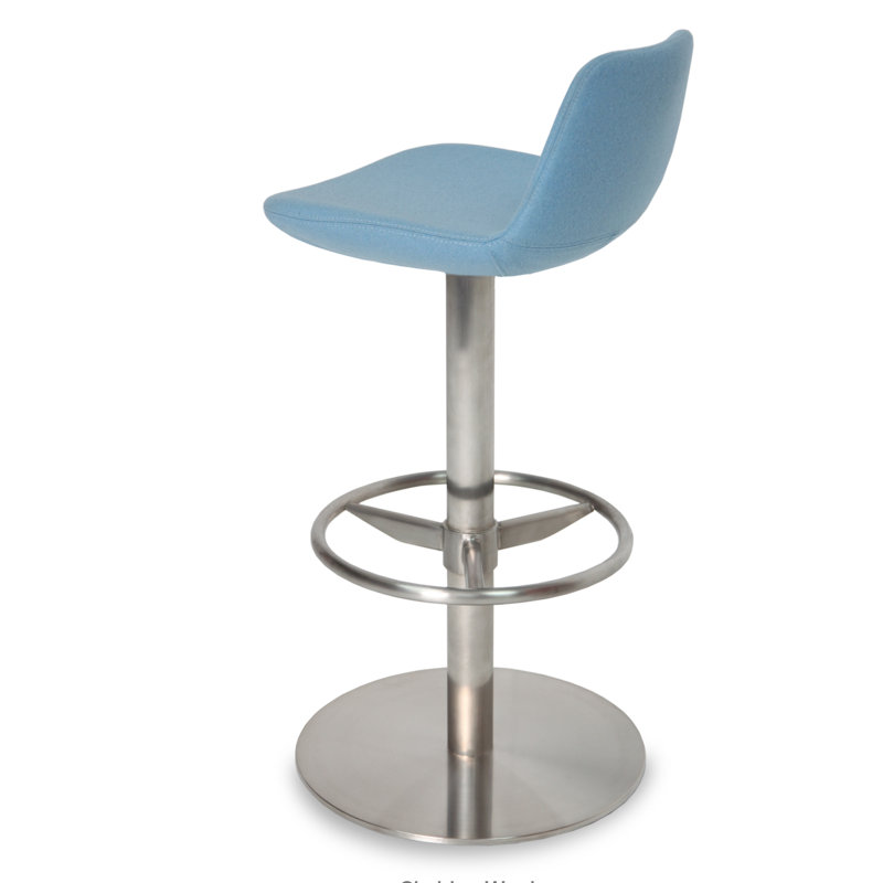 Pera Adjustable Height Swivel Bar Stool, Chrome, Dark Gray