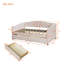 Lit de jour rembourré simple avec deux tiroirs et lattes de bois, beige-1820265444