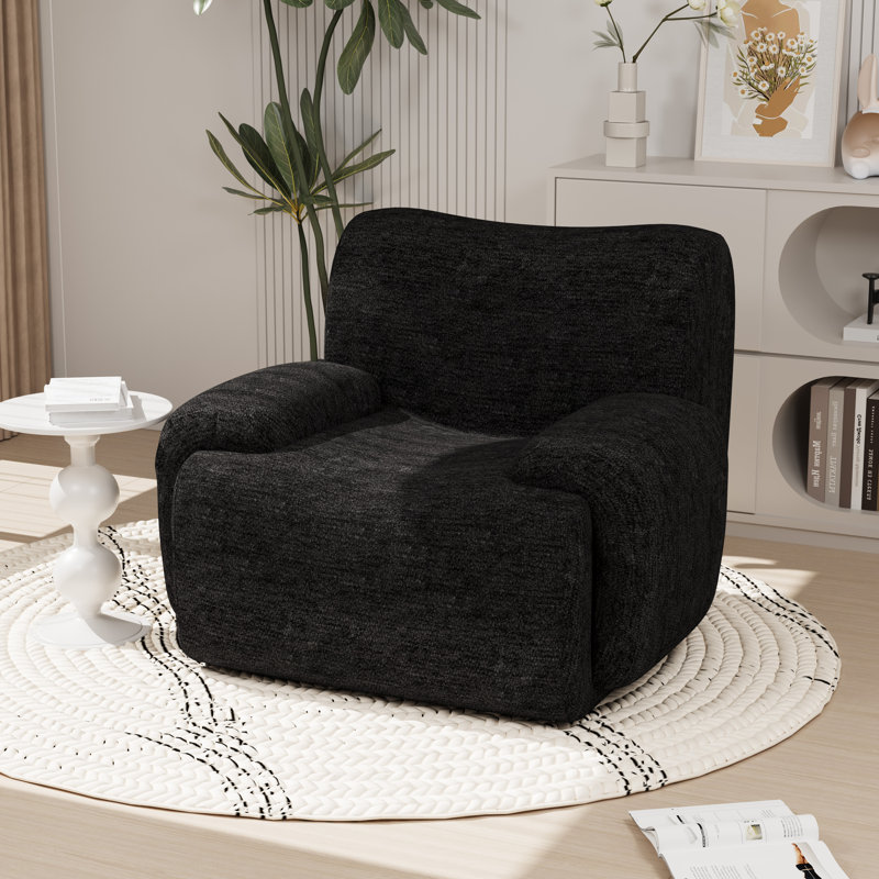 42" W Foam-Filled Upholstered Accent Armchair, Black