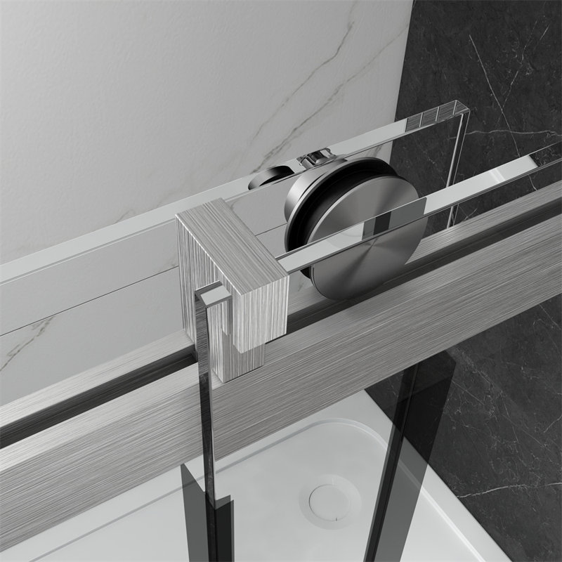 Frameless Shower Door with 3/8 in.  (10 MM)  Tempered Glass, Nickel, 60 Inch