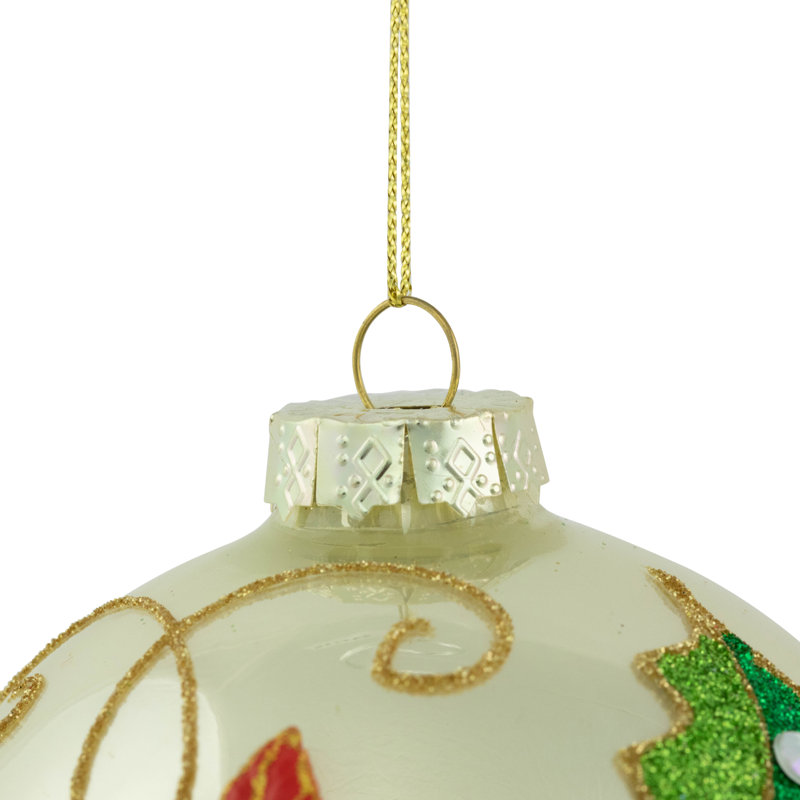 4'' Floral Glass Plants & Flowers Ball Ornament