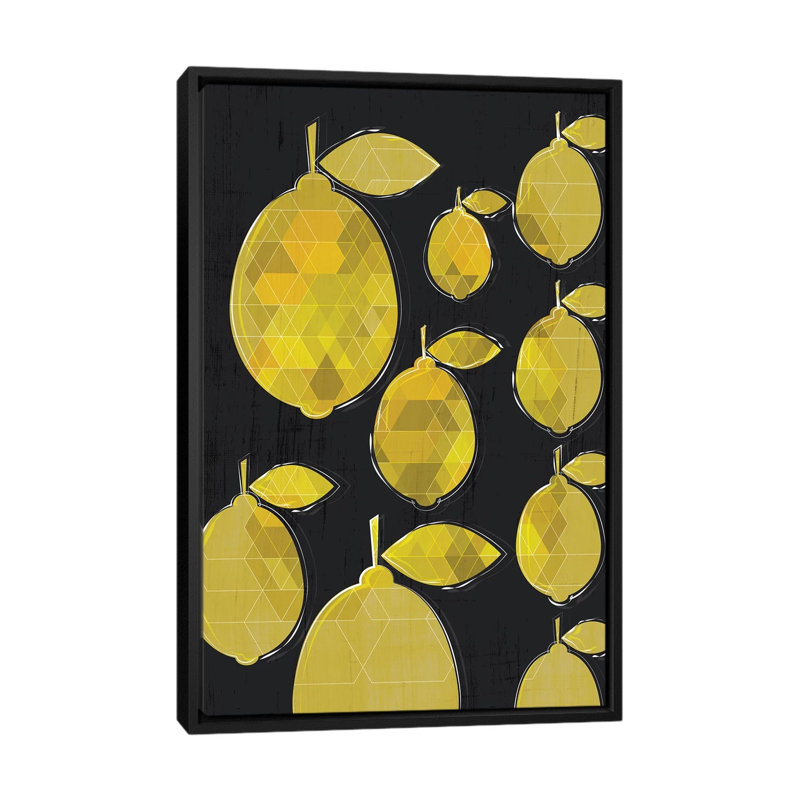 « citrons », impression sur toile, H 26 po x l 18 po x P 1,5 po, Toile avec cadre noir, Pas de tapis