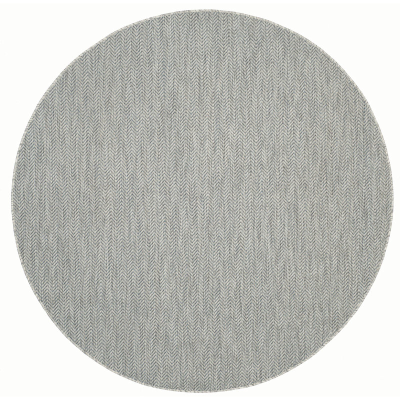 Arneshia Power Loom Gray/Navy Indoor/Outdoor Area Rug, Round 10'