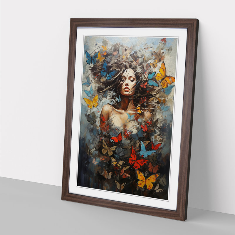 Butterfly Contemporary No.2 - Framed Print, Walnut Framed, 34cm H x 25cm W x 2cm D