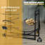 Support à bois de chauffage avec outils de foyer - Support à bûches en acier durable pour l'intérieur et l'extérieur