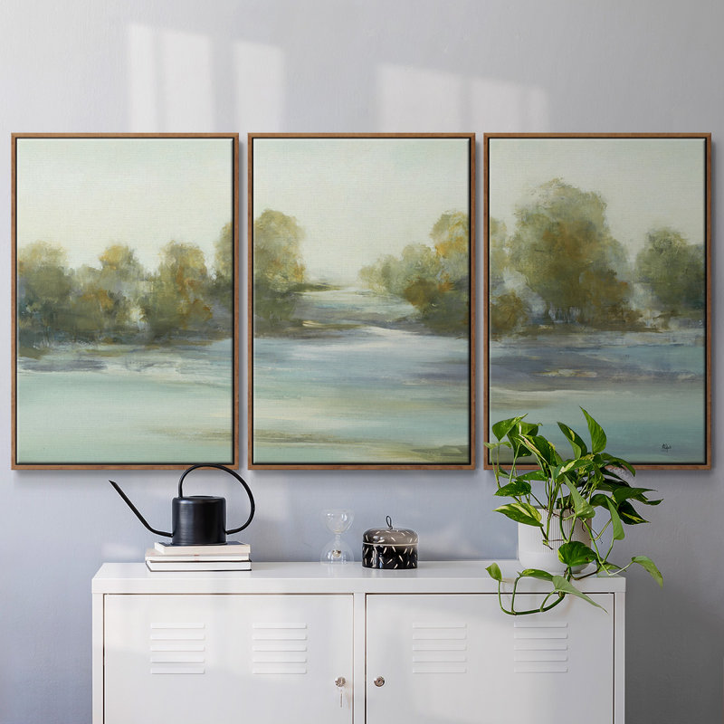 3 pièces de paysage apaisant III, Noyer, H 40 po x l 78 po x P 2 po