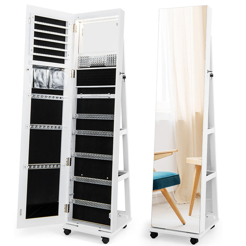 Armoire à bijoux verrouillable 64 po Latitude, Blanc