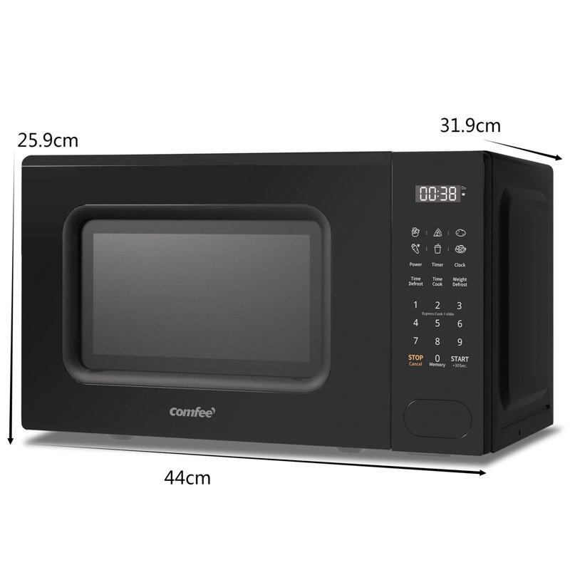 Living And Home 44cm 20m³ L 700W - Watt External Microwave with Sensor Cooking and Air Frying Capability, Black