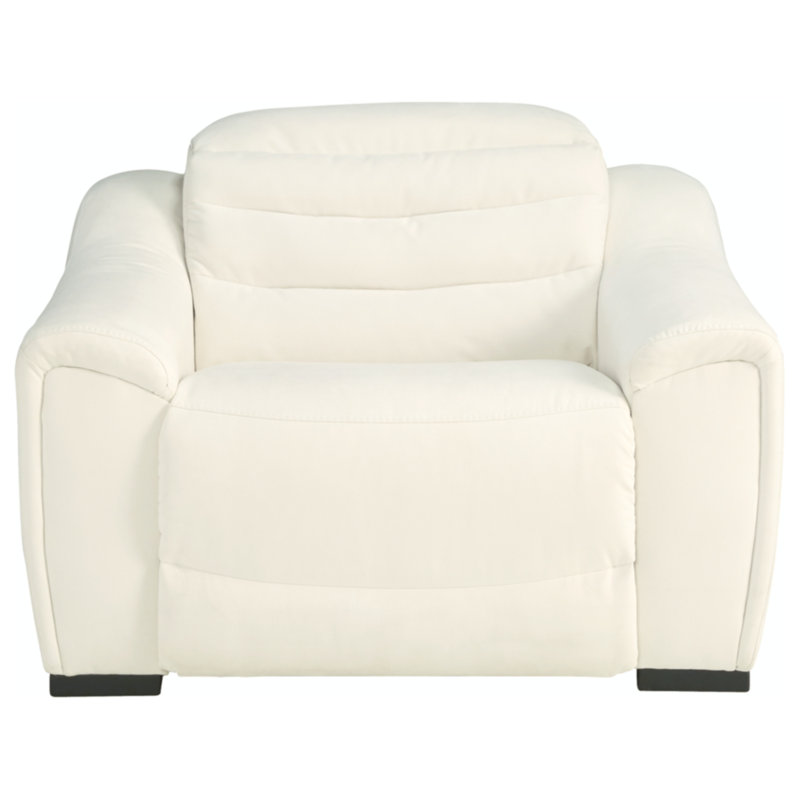 White Faux Leather Contemporary Recliner with Adjustable Headrest