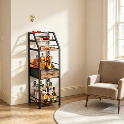 Wine Bottle & Glass Rack in Black