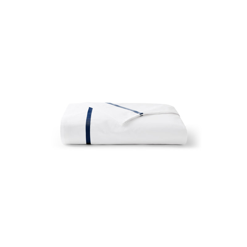 Beaumont Flat Sheet, Queen Flat Sheet, White/Navy