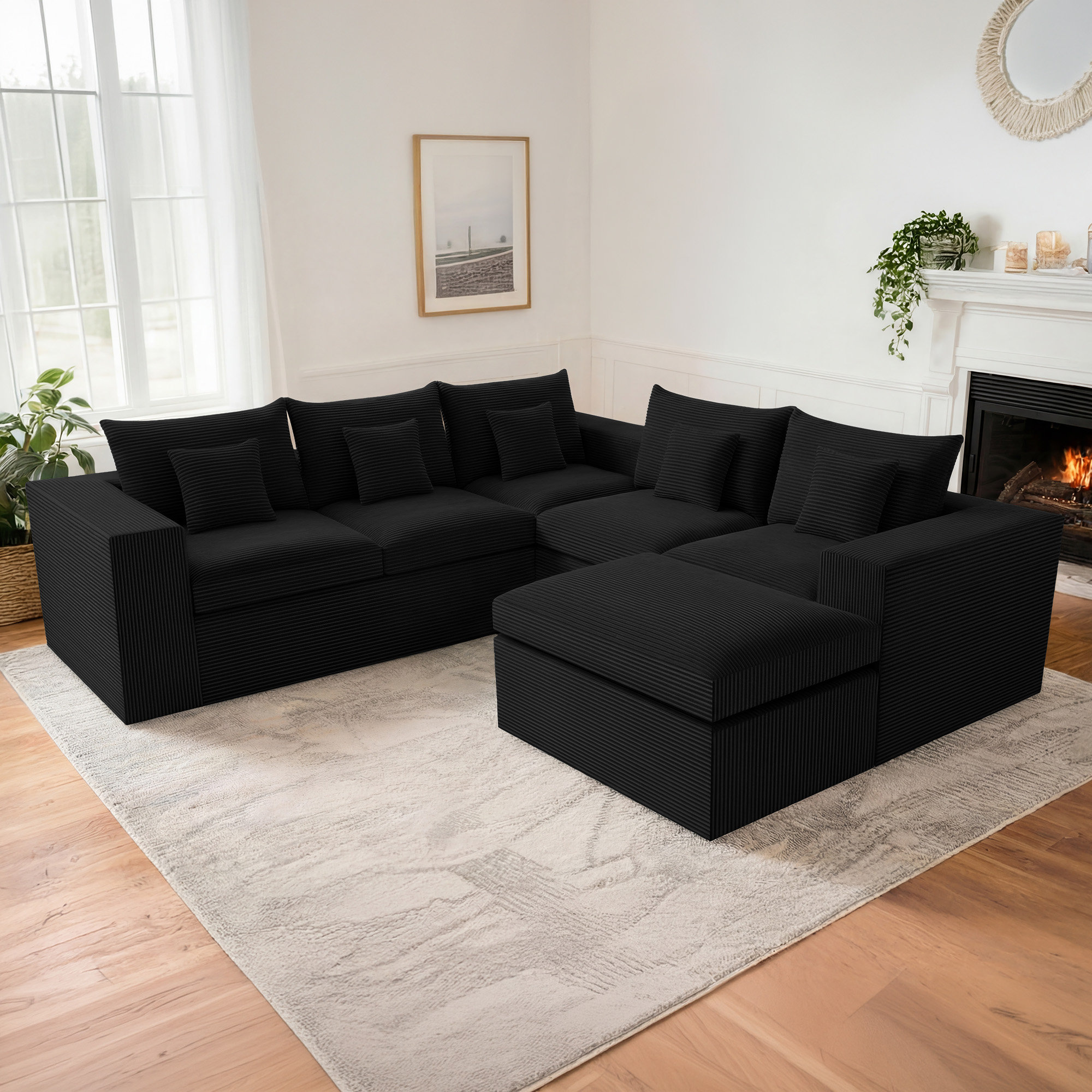 Ebern Designs 96'' Modular Sectional Sofa Couches, 5 Seat U-shaped ...