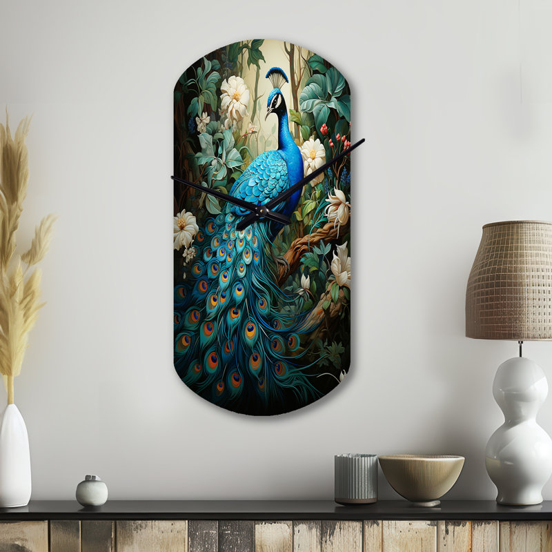 Horloge murale bleu sarcelle - paon, Petit