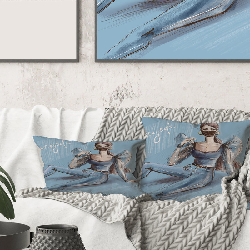 Élégante belle fille portant une housse de coussin carré et un insert, 16" x 16"
