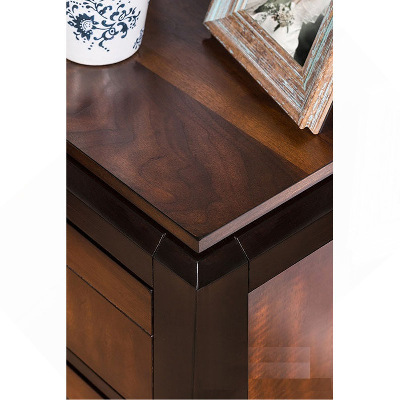 Acacia Walnut 1Pc Nightstand Only Transitional Solid Wood 2-Drawers Square Chrome Knobs Multitone Unique Nightstand