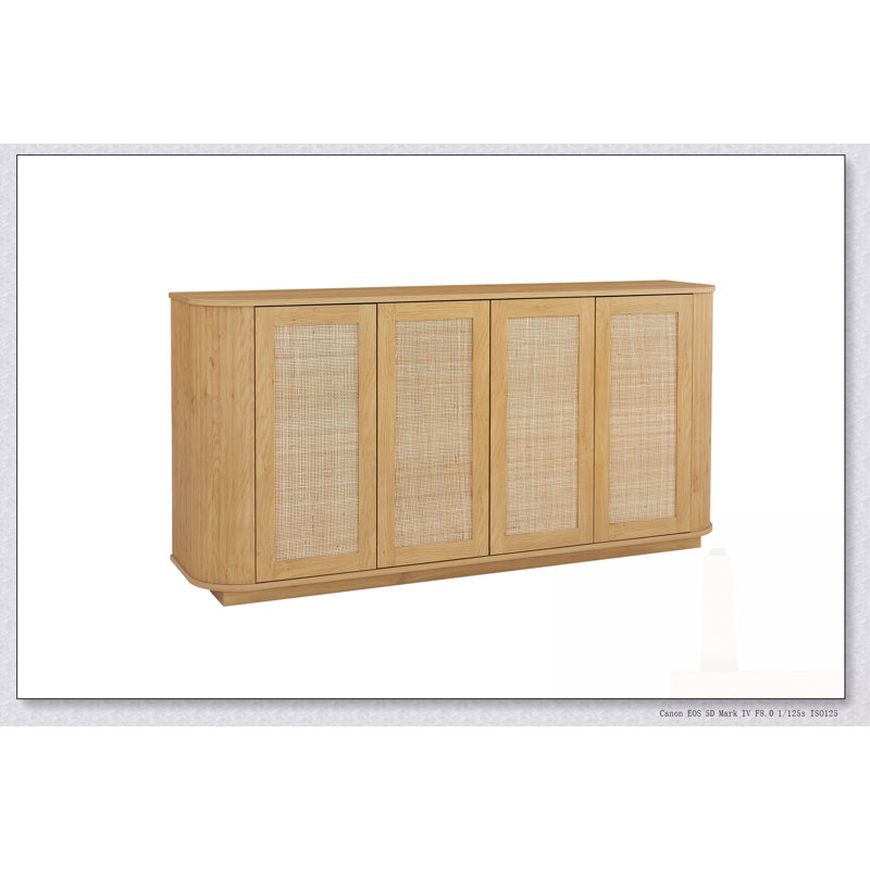 Meuble télé de 64 pouces en forme de vague, buffet de coin arrondi avec rangement polyvalent et design élégant dans n'importe quelle pièce.