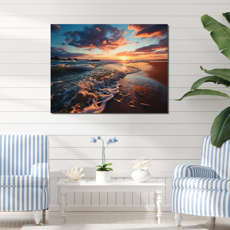 Coucher de soleil à l'horizon II, H 34 po x l 44 po x P 1,5 po, Toile tendue
