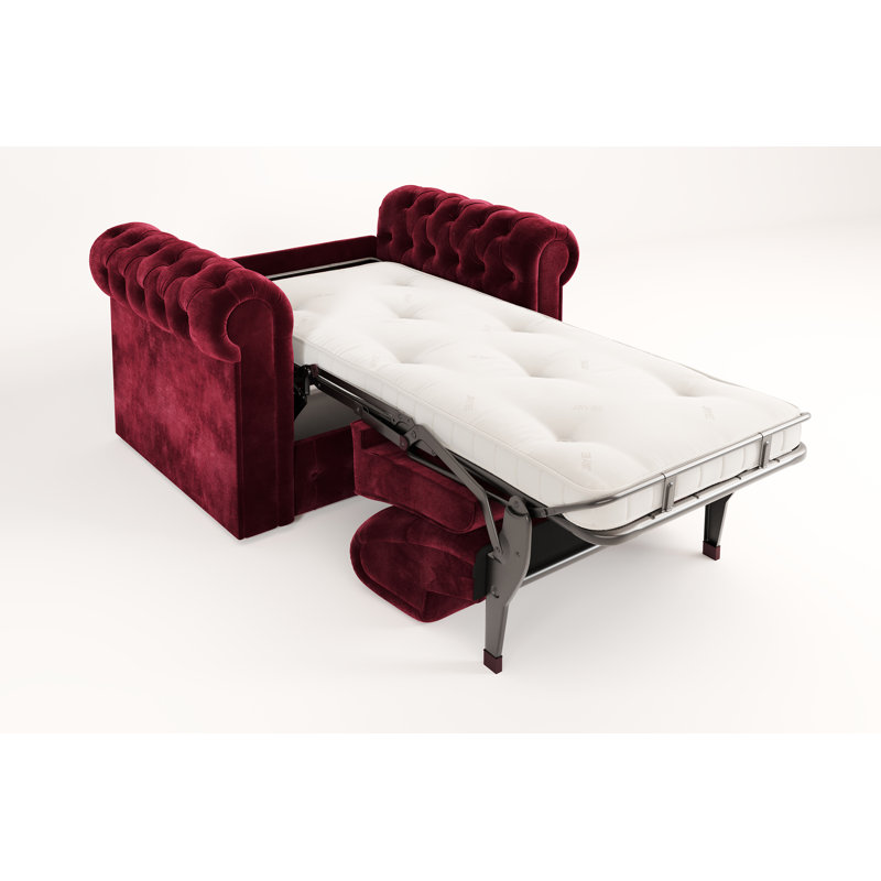 Jay-Be Chesterfield Snuggler Sofa Bed with E-Sprung Mattress - Luxe Velvet, Shiraz