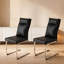 Ensemble de 2 chaises de salle à manger rembourrées en cuir noir avec dossier moelleux et pieds en métal galvanisé pour le salon de la salle à manger Modern