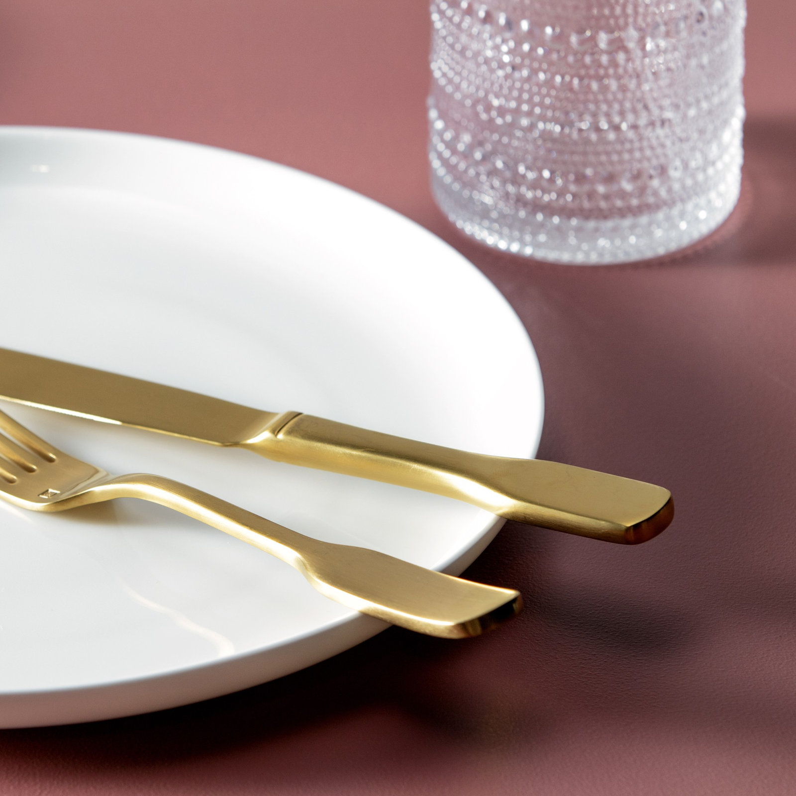 Fortessa Ashton 18/10 Stainless Steel 20 Piece Flatware Set (Service for 4), Brushed Gold